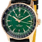 BREITLING Navitimer Automatic GMT 41MM Green Dial 18K Rose Gold Leather Men's Watch