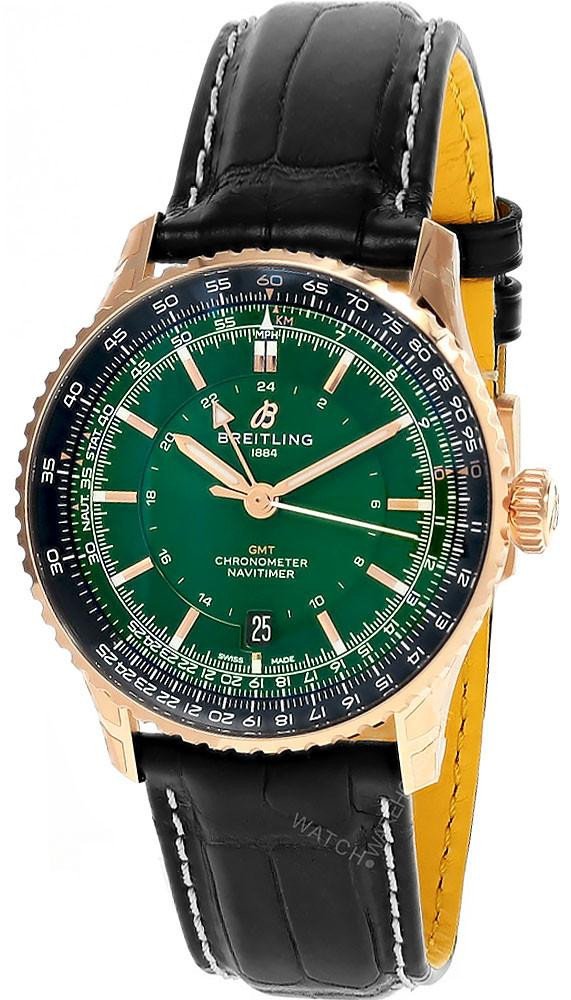 breitling-watches-breitling-navitimer-automatic-gmt-41mm-green-dial-18k-rose-gold-leather-mens-watch-r32310251l1p1__66334 BREITLING Navitimer Automatic GMT 41MM Green Dial 18K Rose Gold Leather Men's Watch - Image 1