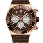 BREITLING Super Chronomat B01 Automatic 44MM Brown Dial 18K Rose Gold Rubber Men's Watch