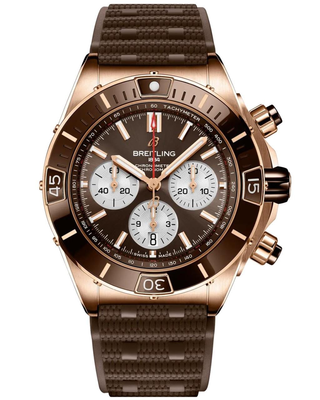 breitling-watches-breitling-super-chronomat-b01-automatic-44mm-brown-dial-18k-rose-gold-rubber-mens-watch-rb0136e31q1s1__46114 BREITLING Super Chronomat B01 Automatic 44MM Brown Dial 18K Rose Gold Rubber Men's Watch - Image 1